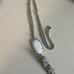 Kendra Scott White Stone Silver Tassel Necklace